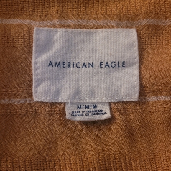 American Eagle Long Sleeve Shirt in Yellow with White Stripes M - Picture 6 of 7